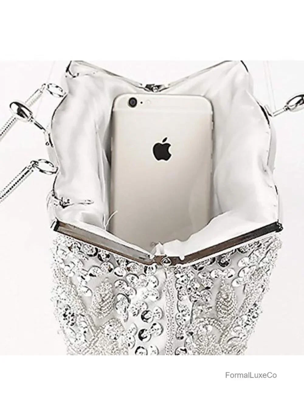 Floral Beaded Sequin Evening Bag with Kissing Lock